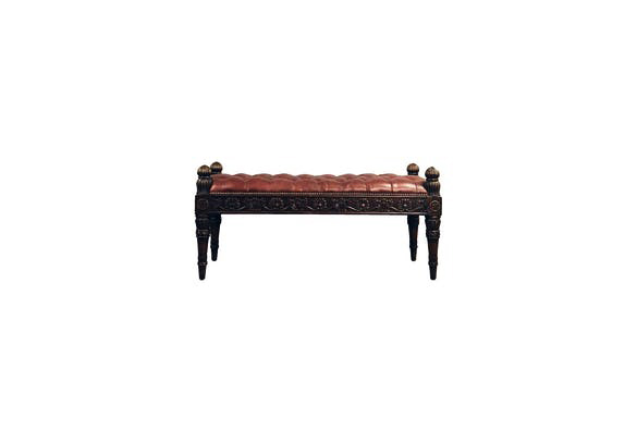 Leather Wooden Bench